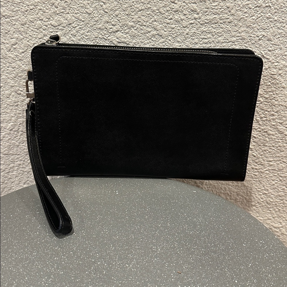 Banana Republic Black and Red Wristlet 100 % Cow Leather